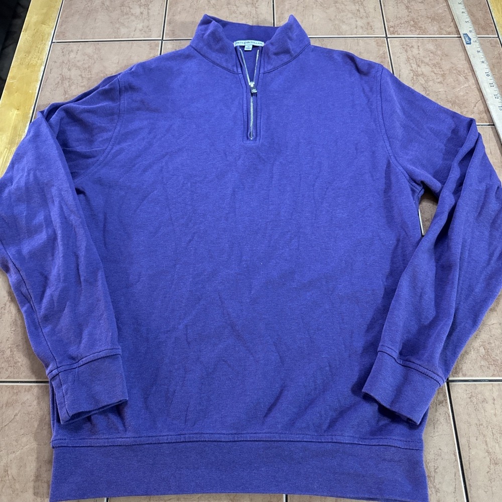 Peter‎ Millar Mens Sz Medium Purple 1/4 Zip Cotton Long Sleeve Pullover Sweater